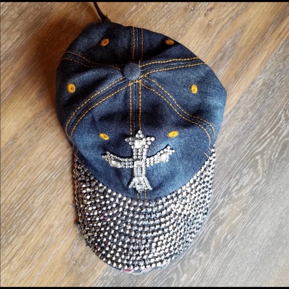 NWOT* DENIM BLING CROSS BALL CAP 🧢 - Picture 4 of 5